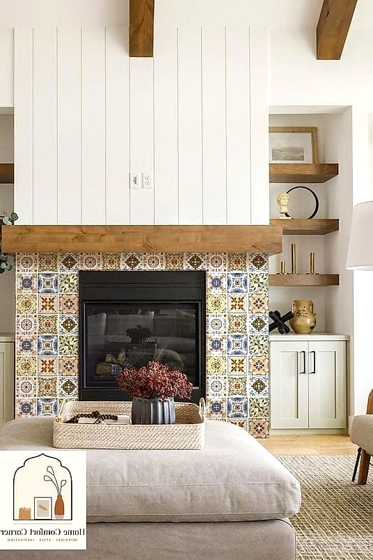Colorful Tiled Fireplaces