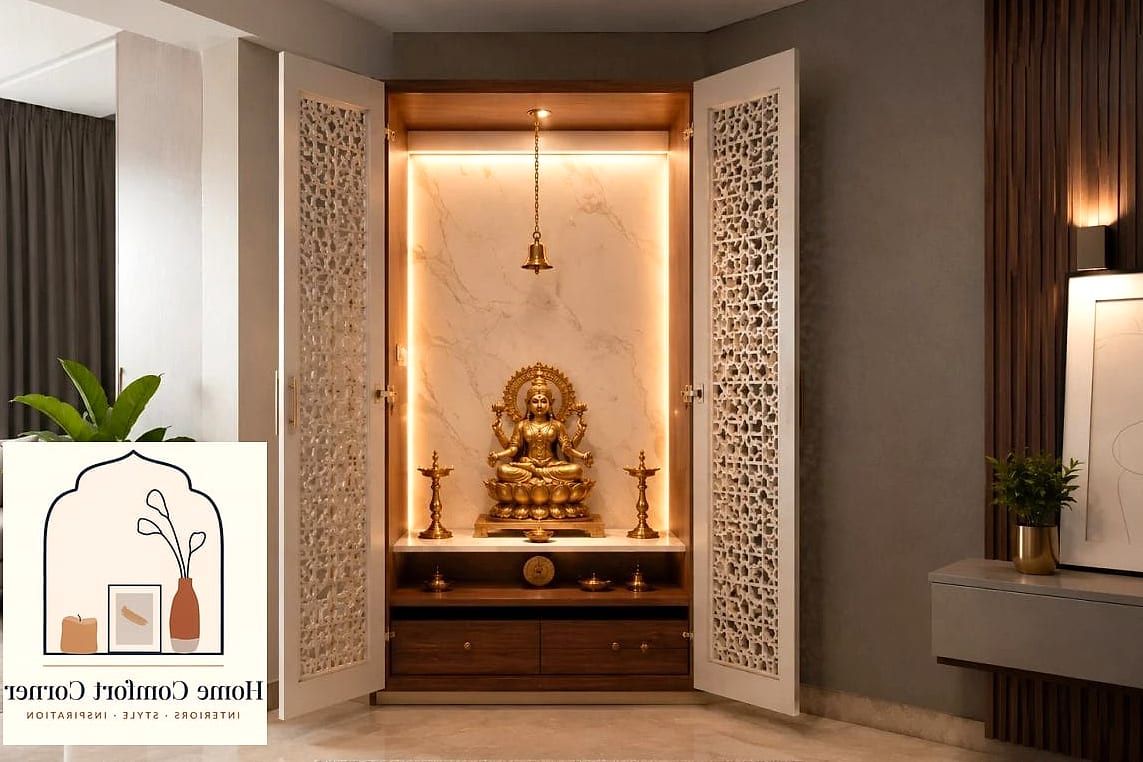Compact Apartment Closet Reimagined as a Vertical Pooja Cabinet
