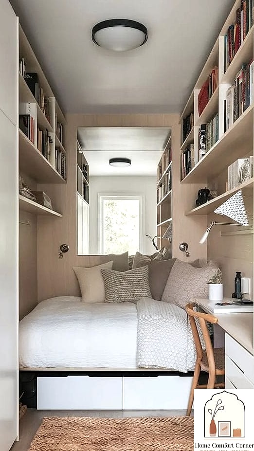 13 Small Room Ideas Before and After Transformations to Inspire 13 A Compact Bedroom Feels Larger with a Platform Bed Swap