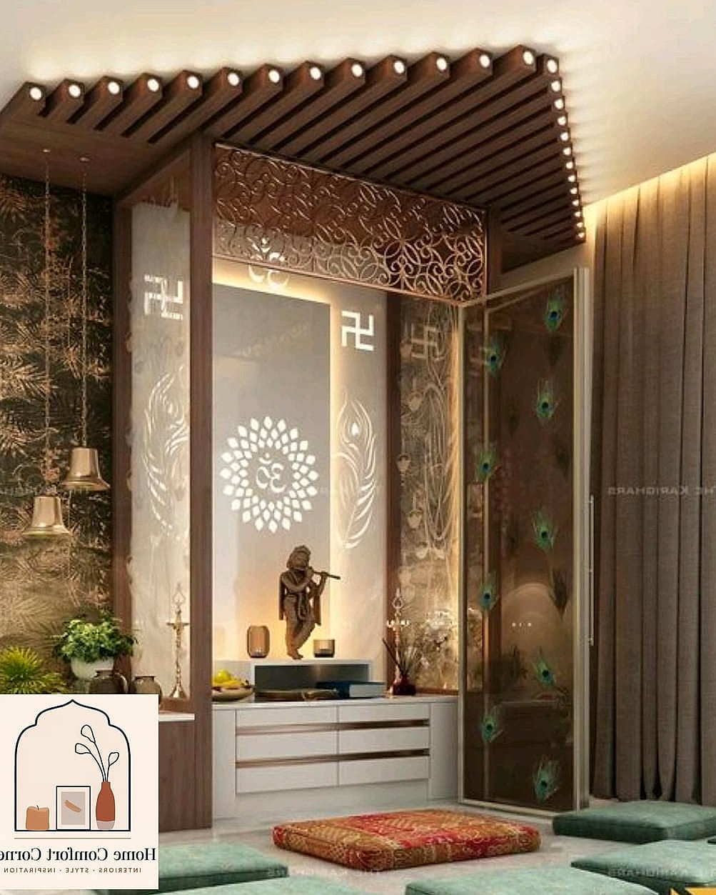 19 Pooja Room Ideas Indian Modern Designs You Need to See Right Now 8 Compact Corner Pooja Shelf