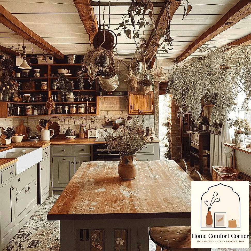 Cottagecore Kitchen with Open Shelving