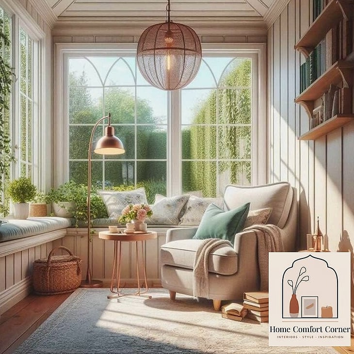A Cozy Reading Nook by the Windows