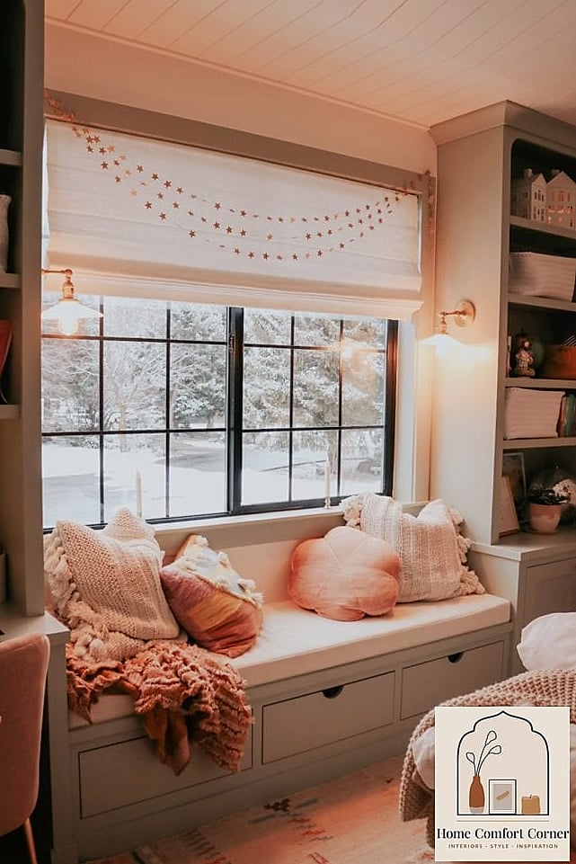 A Cozy Window Seat With Cushions
