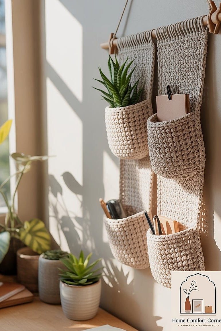 Crochet Wall Pockets for Storage