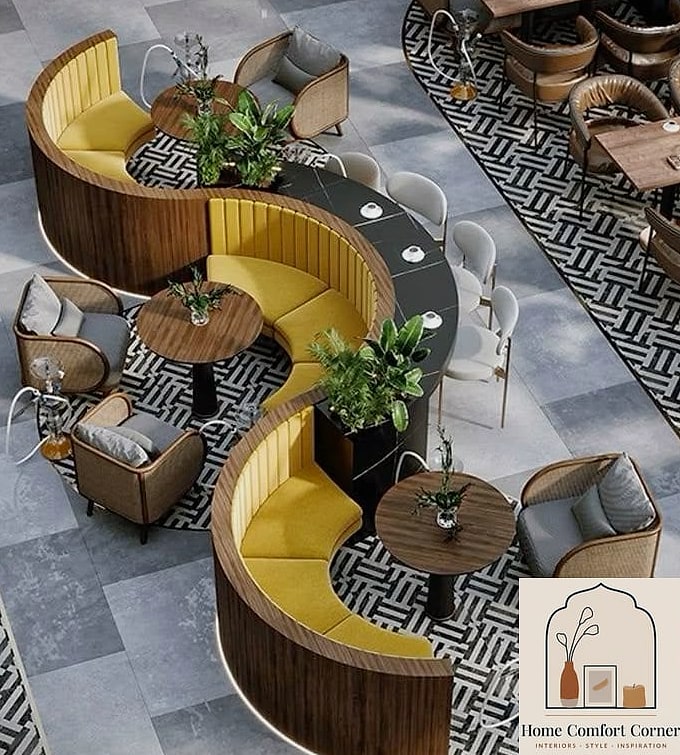 Curved Booth Seating in Unexpected Shapes