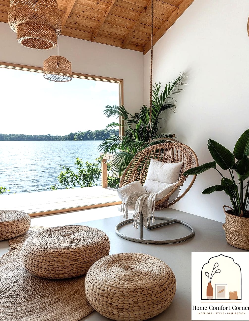 Curved Rattan Furniture in the Sunroom