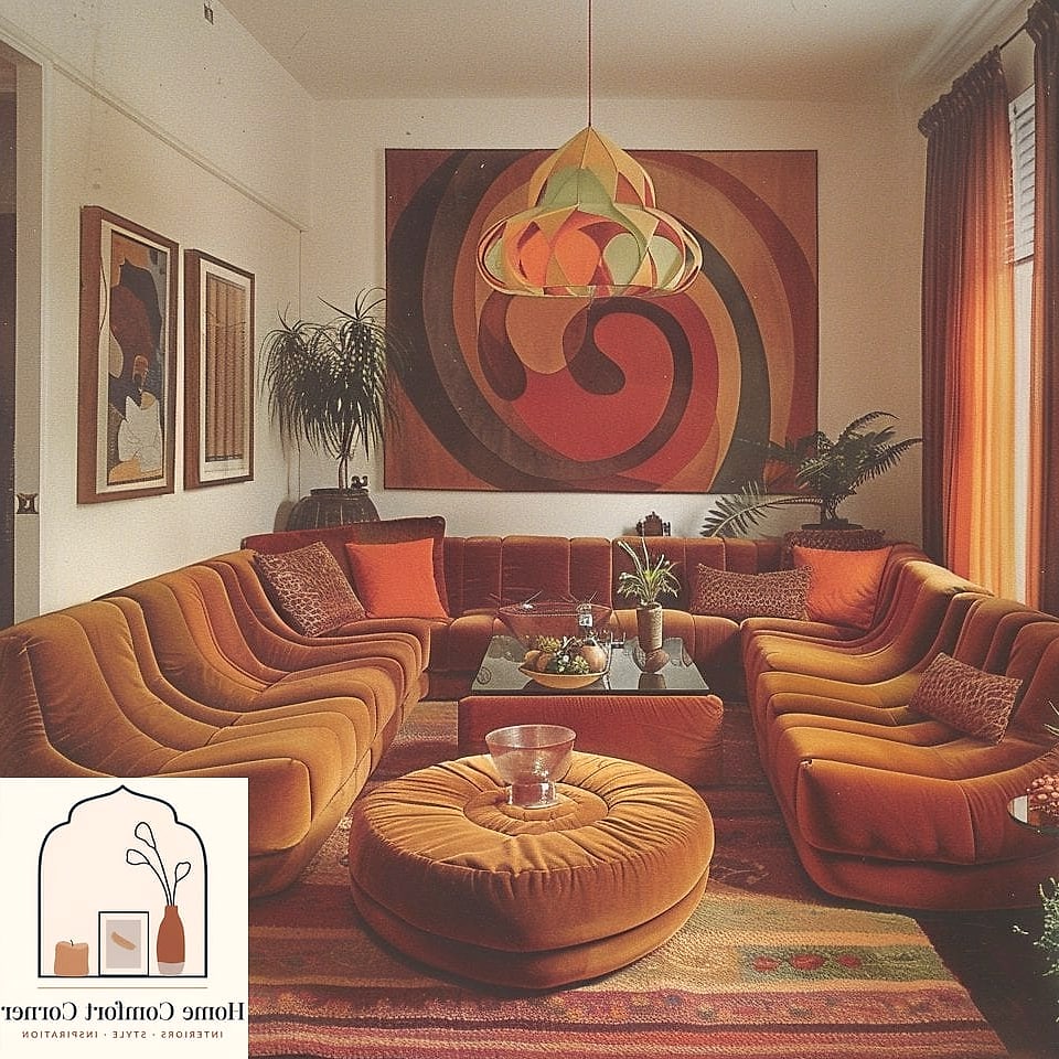Curved Velvet Sofa as the Anchor Piece