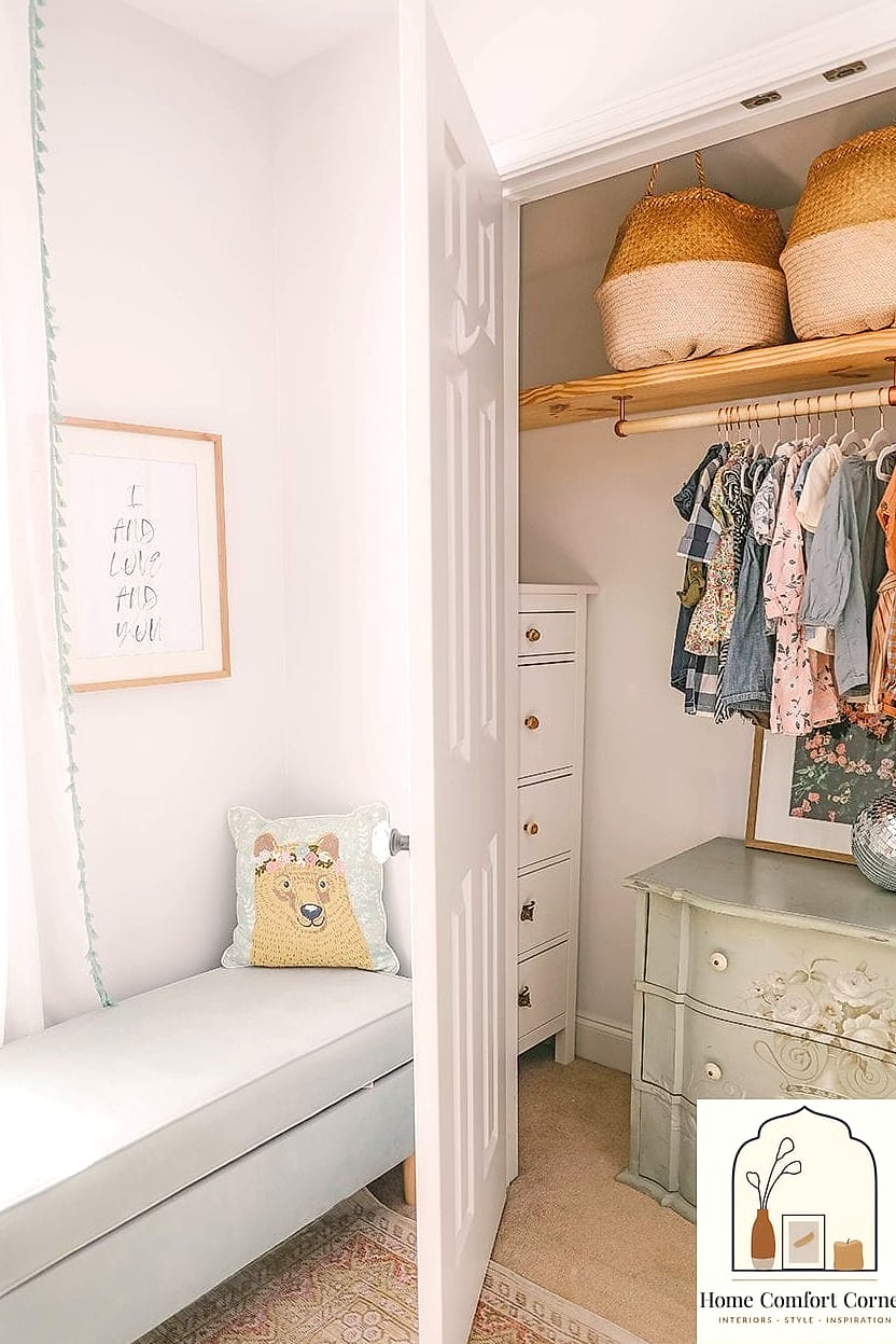 Custom Closet with Glass-Front Cabinets