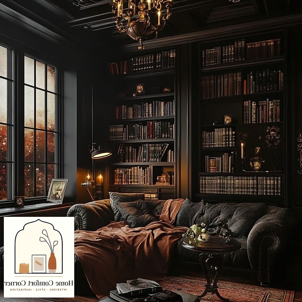 Dark Academia Bedroom with Vintage Books