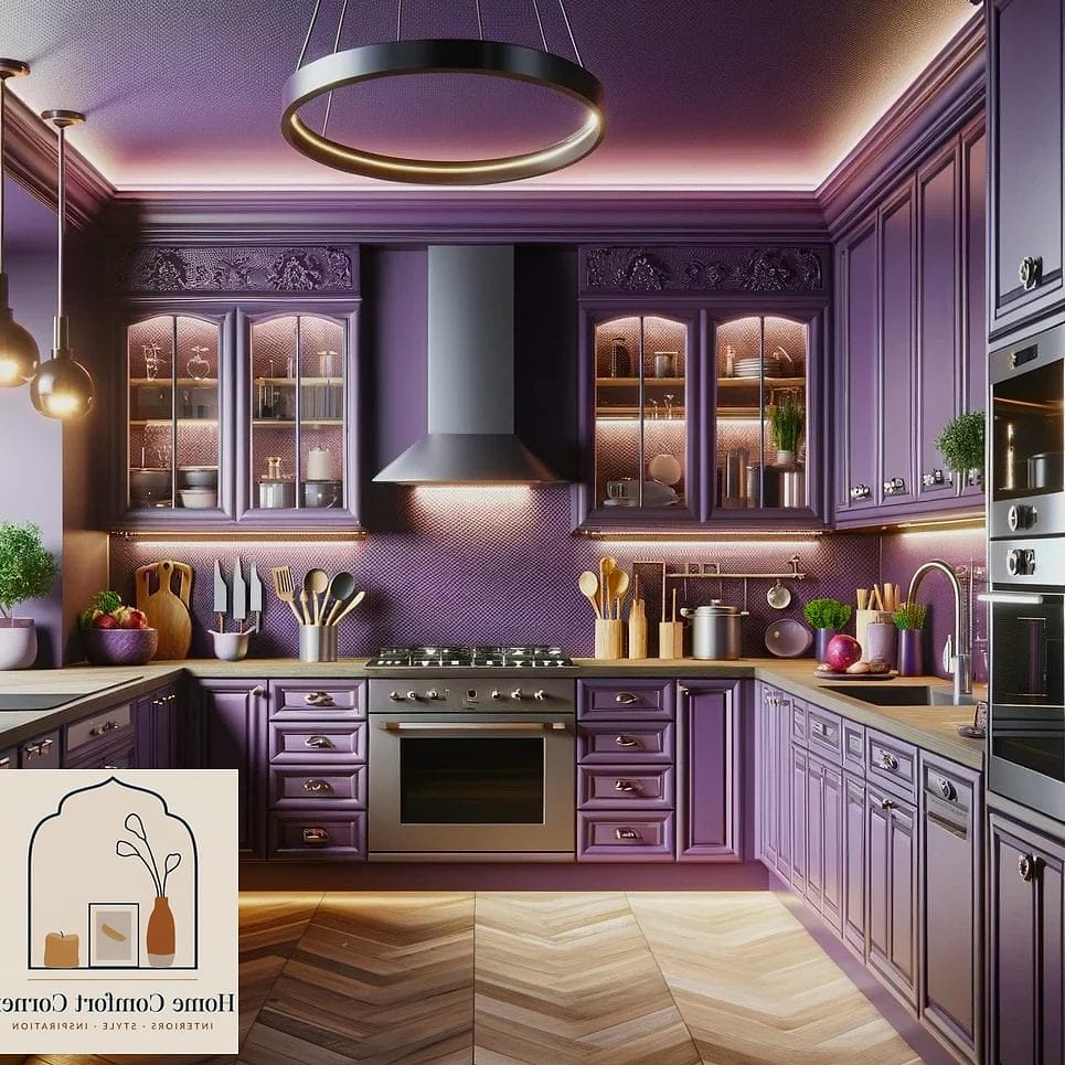 Dark Purple Kitchen Cabinets