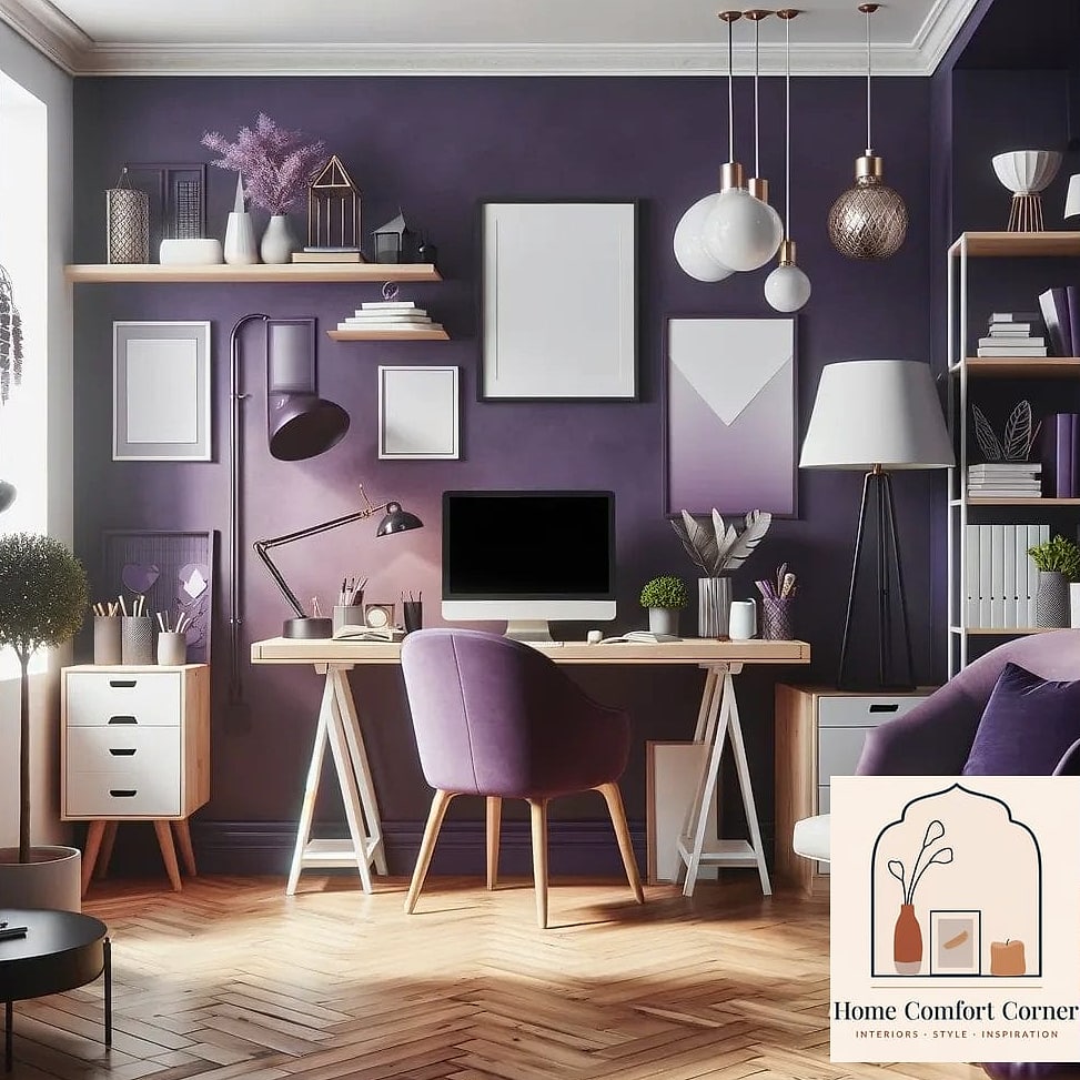 Dark Purple Home Office Nook