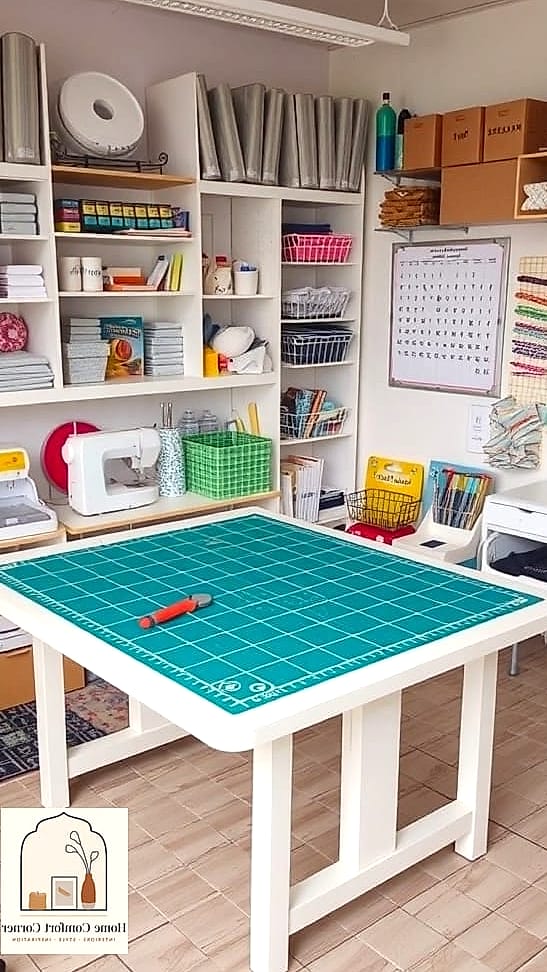 A Dedicated Cutting Table With Storage Underneath