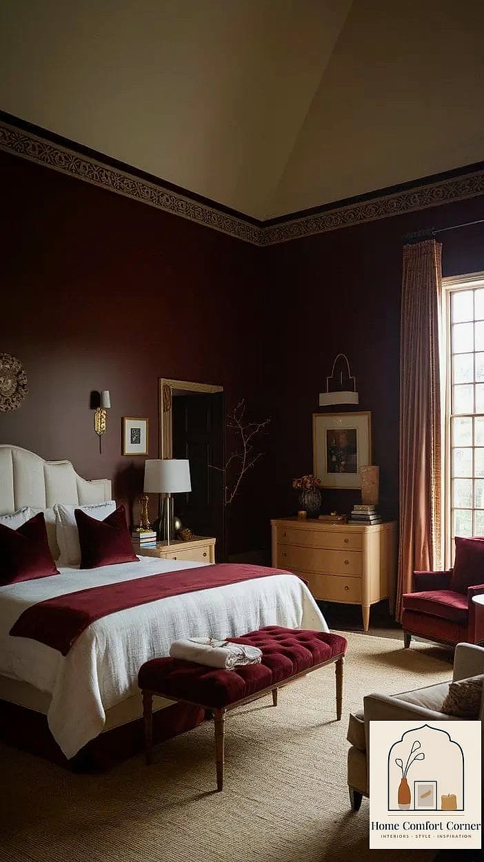 25 Red Room Decor Designs You Need to See Right Now 2 Deep Burgundy Accent Wall