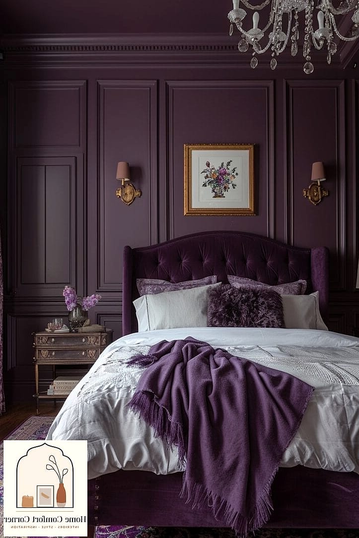 Deep Eggplant Walls in a Dining Room
