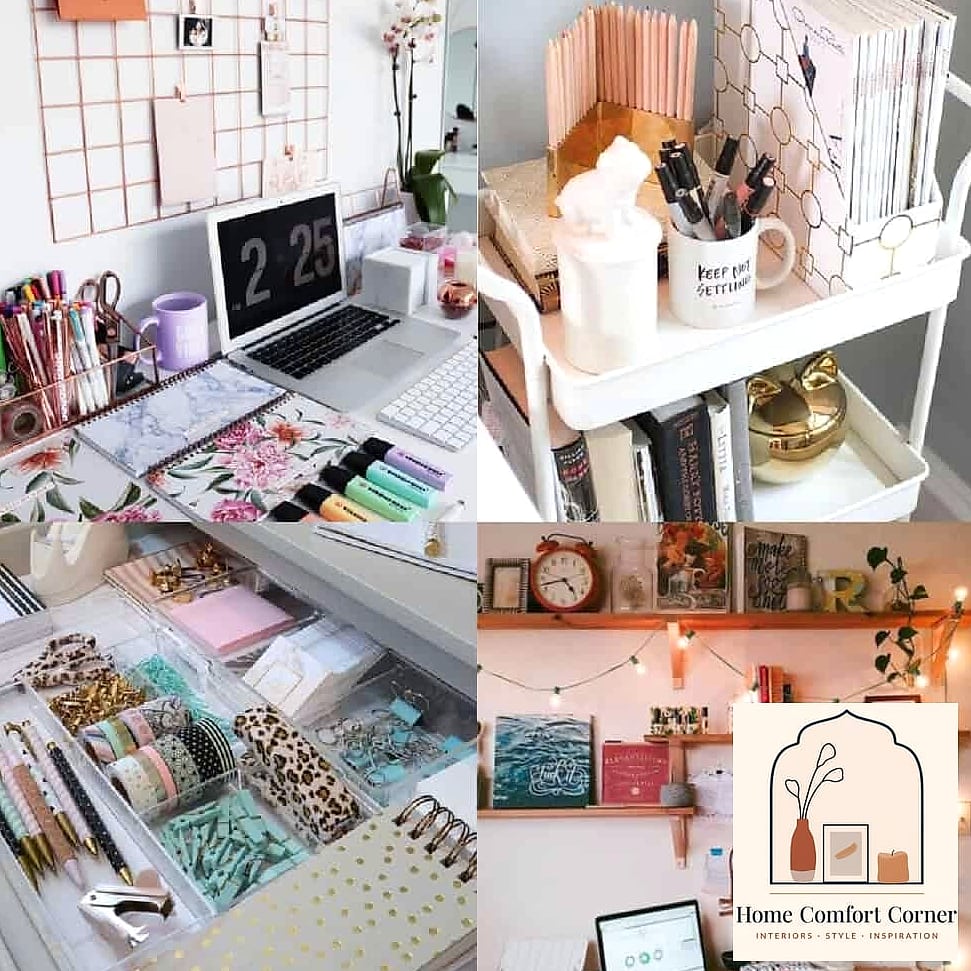 Desk Organization with Trays and Bins