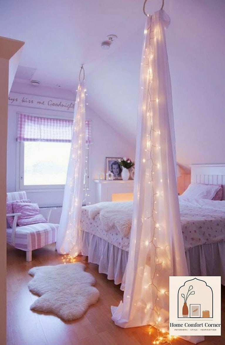 DIY Canopy Bed Using Curtain Rods