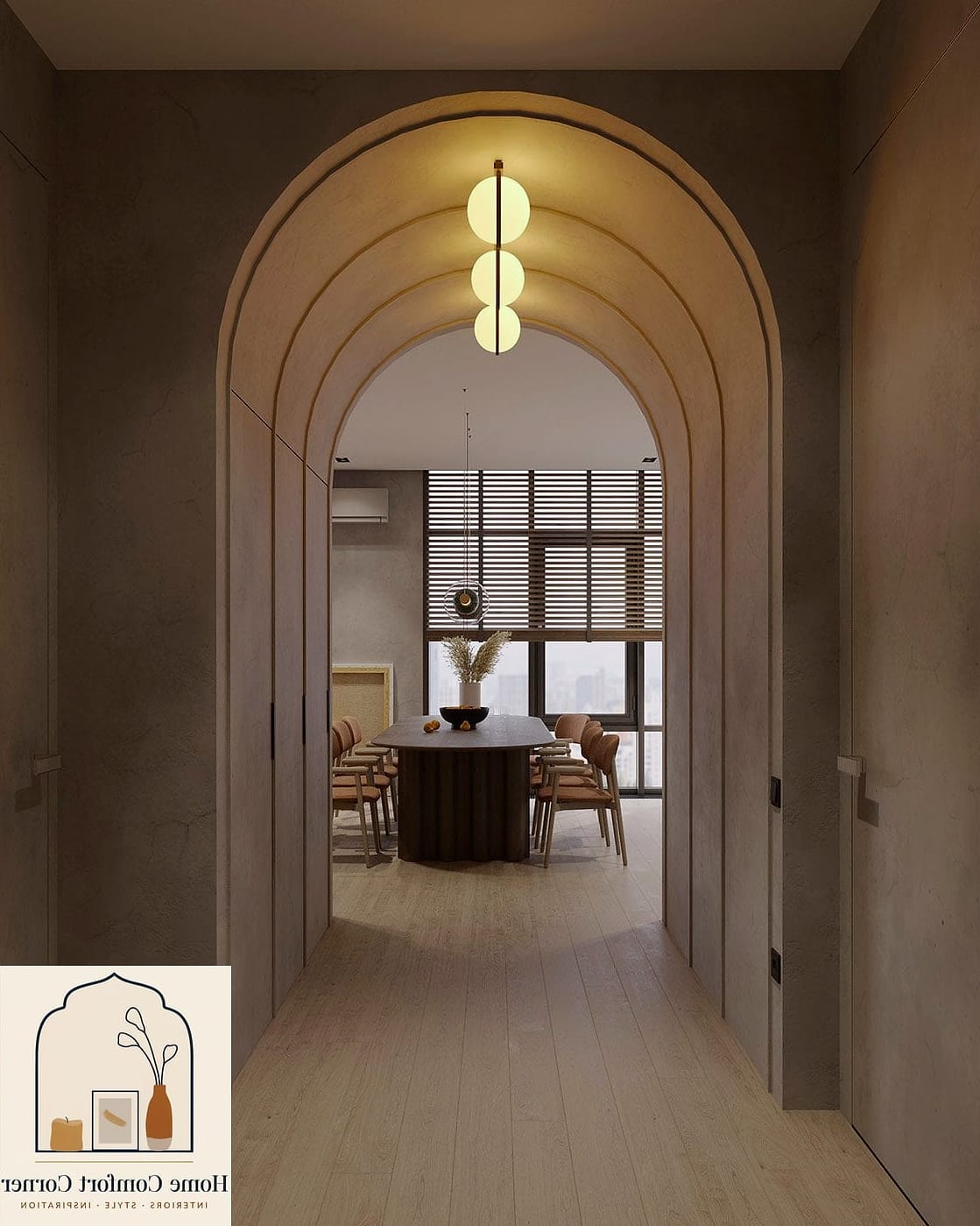 A Doorway Framed in Arched Trim