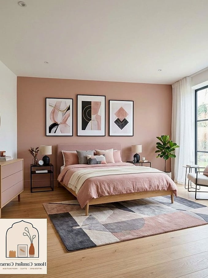 Dusty Mauve Walls with Black Matte Fixtures