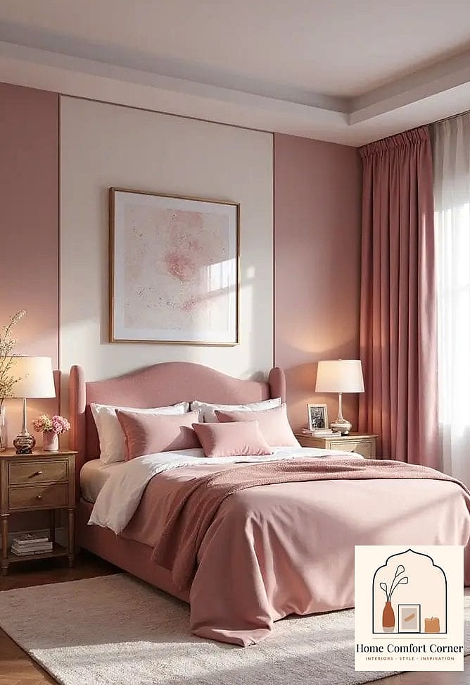 Dusty Rose Dining Room with Wainscoting