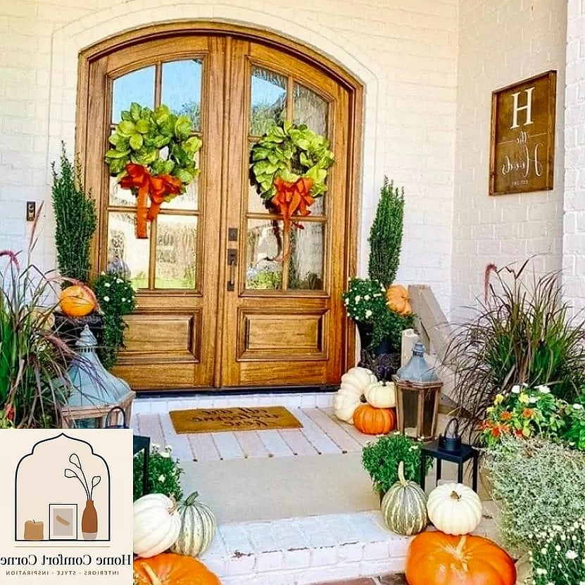 Empty Front Porch to Cozy Fall Sitting Area