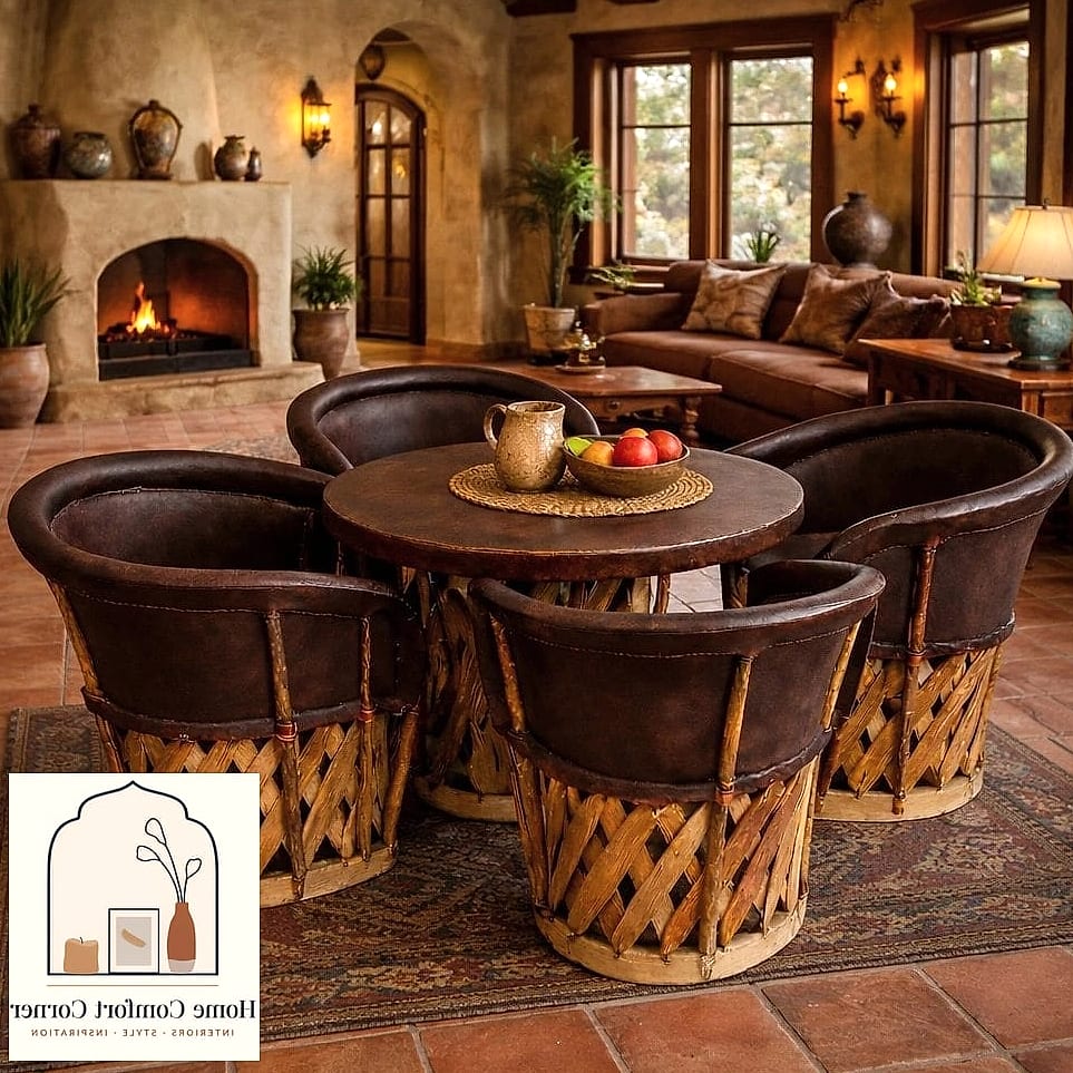22 Mexican Home Decor Ideas That Are Both Stylish and Practical 7 Equipal Furniture with Leather and Wood