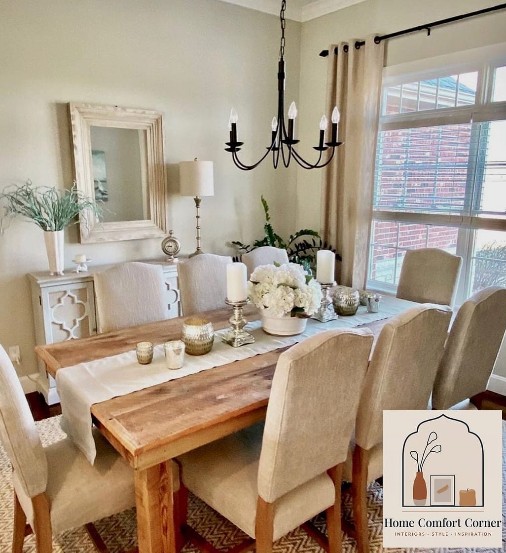 18 Farmhouse Decor Inspiration Boards You'll Want to Copy 8 Farmhouse Dining Room with a Trestle Table