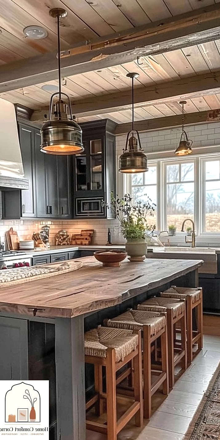 18 Farmhouse Decor Inspiration Boards You'll Want to Copy 11 Farmhouse Kitchen Island with Turned Legs