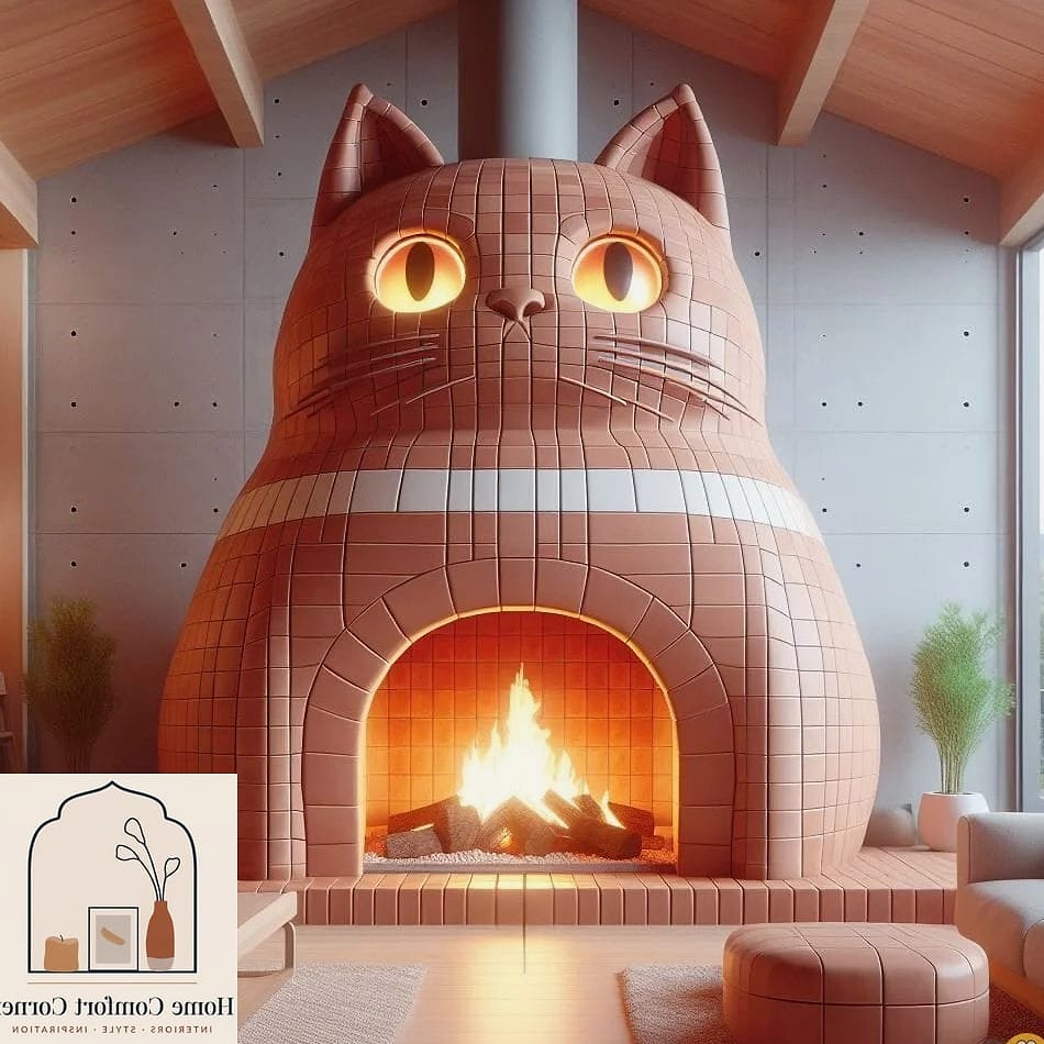 23 Stunning Cat Room Decor Ideas for Every Budget 12 A Faux Fireplace or Cozy Heat Lamp Zone