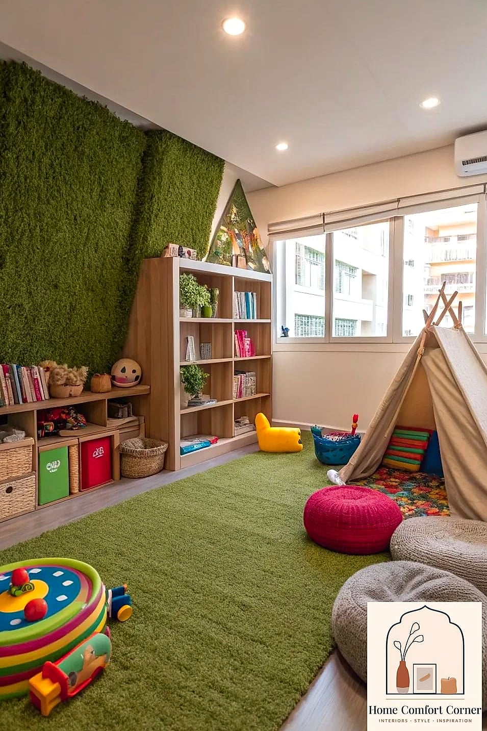Faux Grass Rug for an Indoor Picnic Vibe