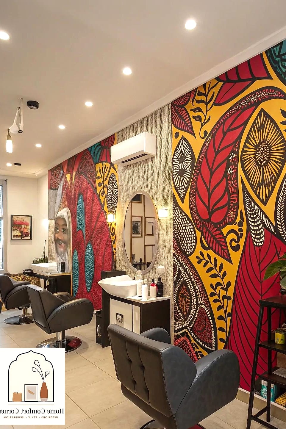 19 Salon Interior Design Ideas That Are Both Stylish and Practical 16 A Feature Wall Behind the Salon Sign or Logo