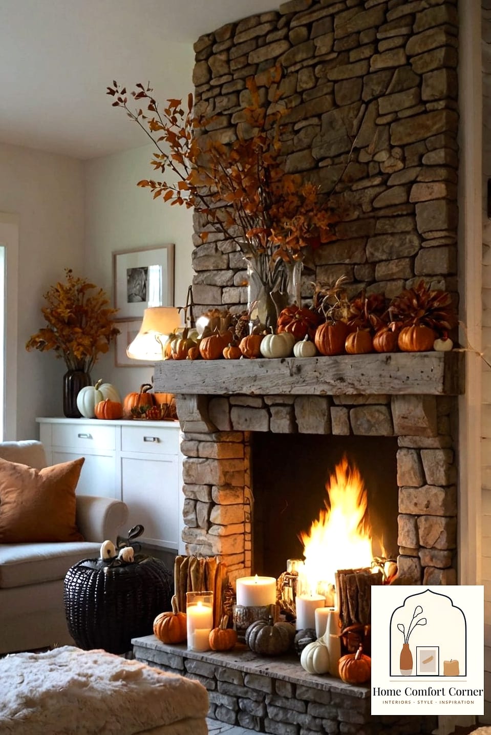 Fireplace Mantel Styling with Varied Heights
