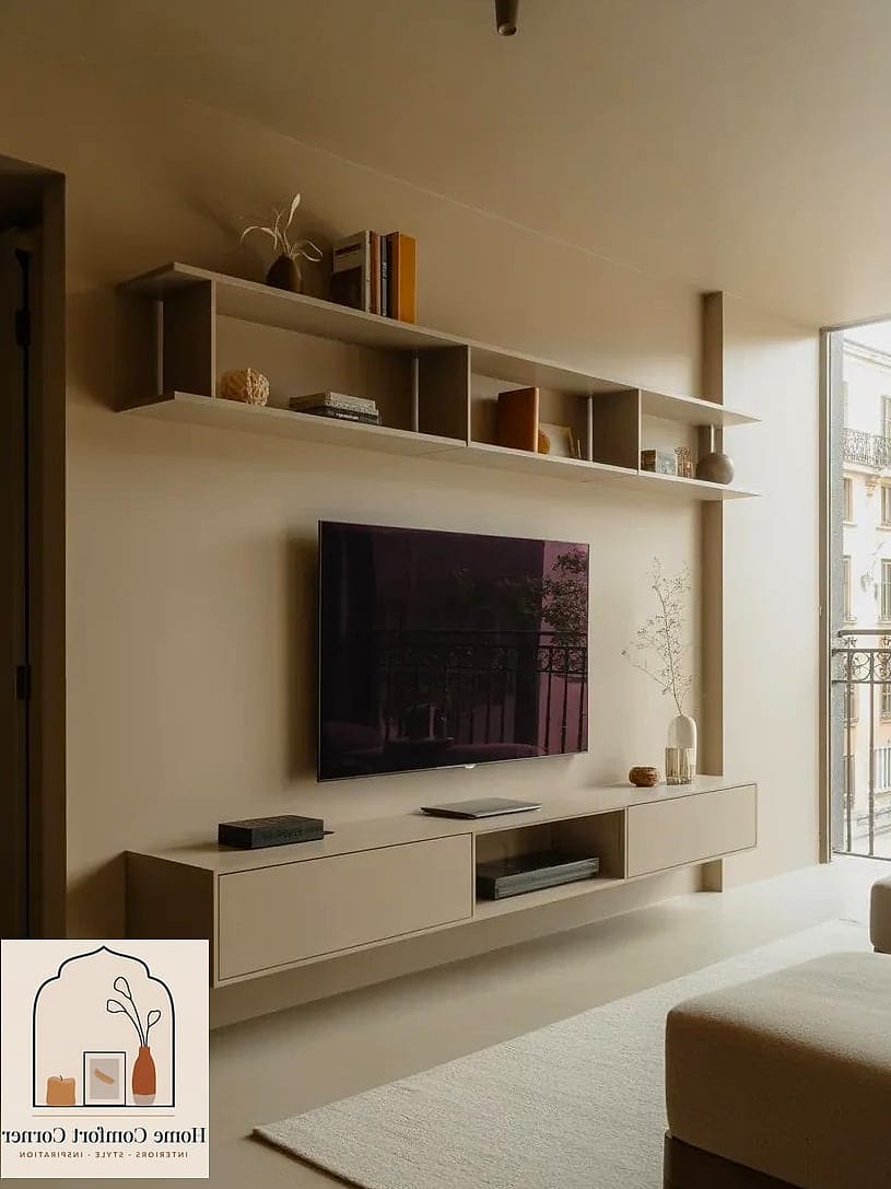 Floating Media Console with Hidden Storage