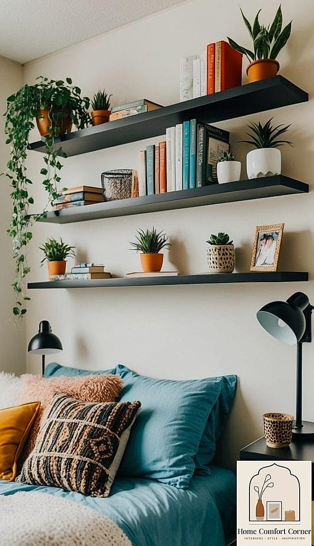 Floating Shelves Instead of Bulky Furniture