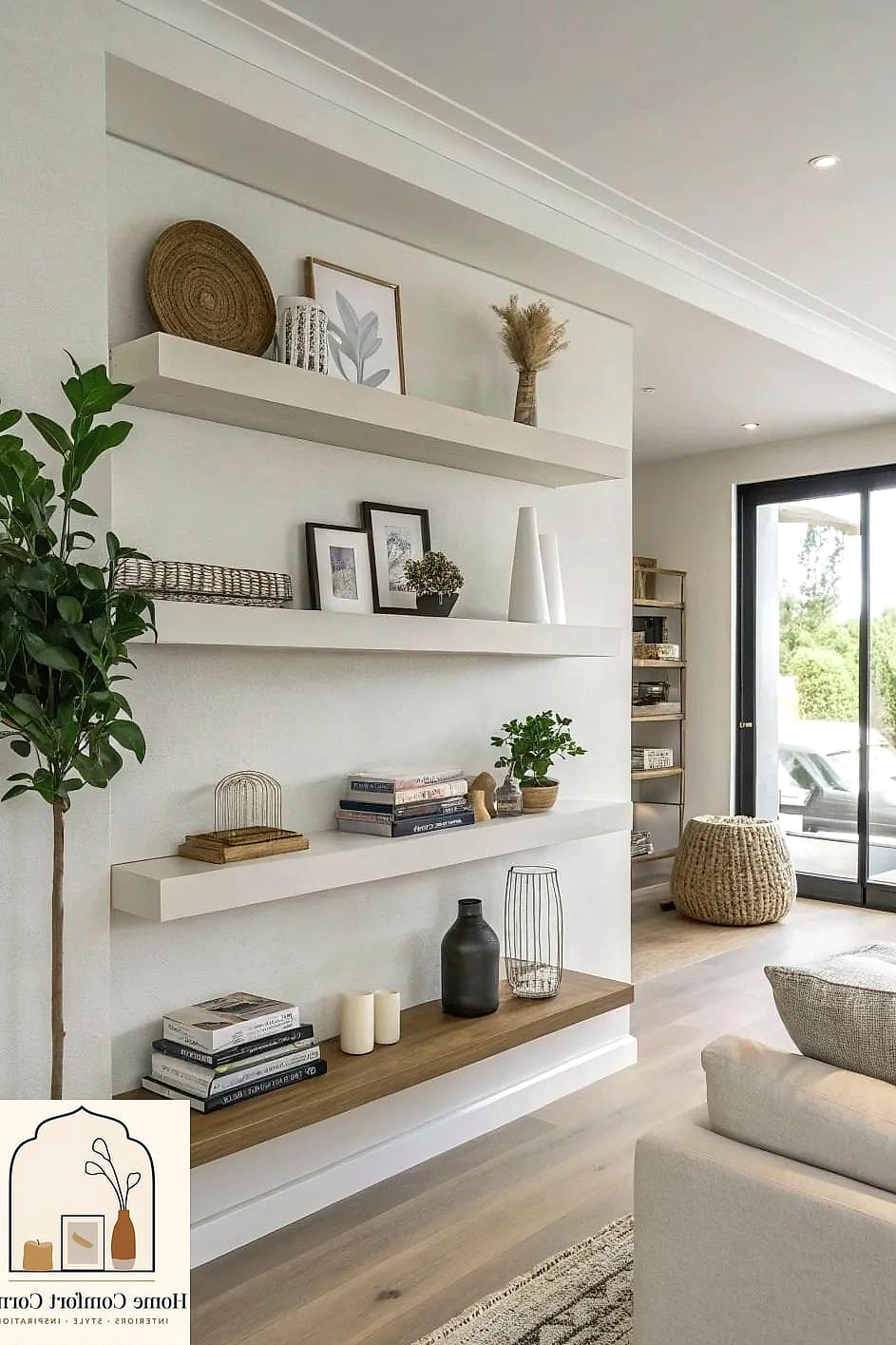 Floating Shelves for Open, Airy Storage