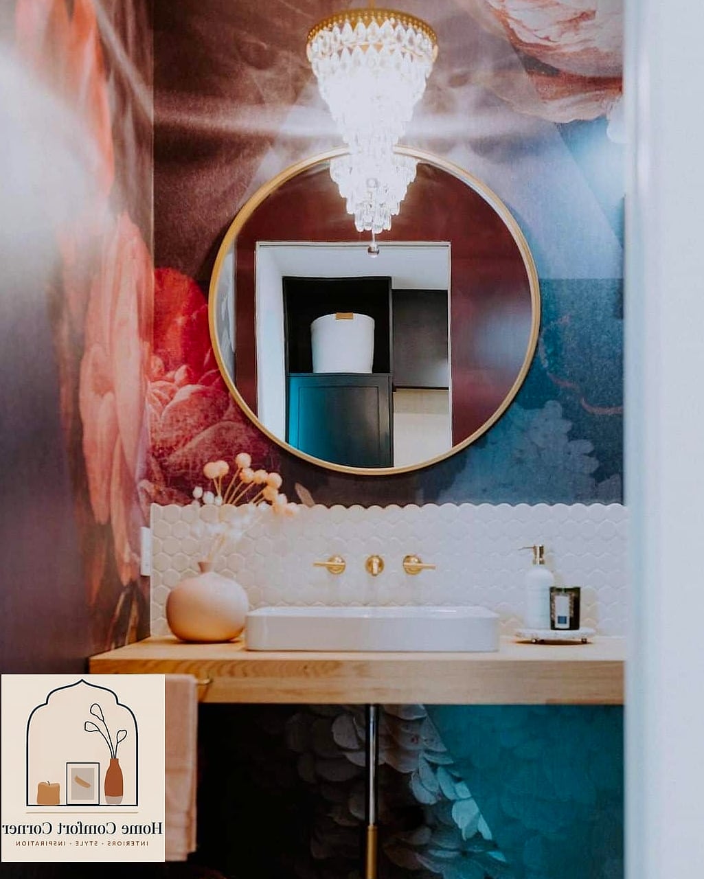 Floating Vanity with Brass Hardware