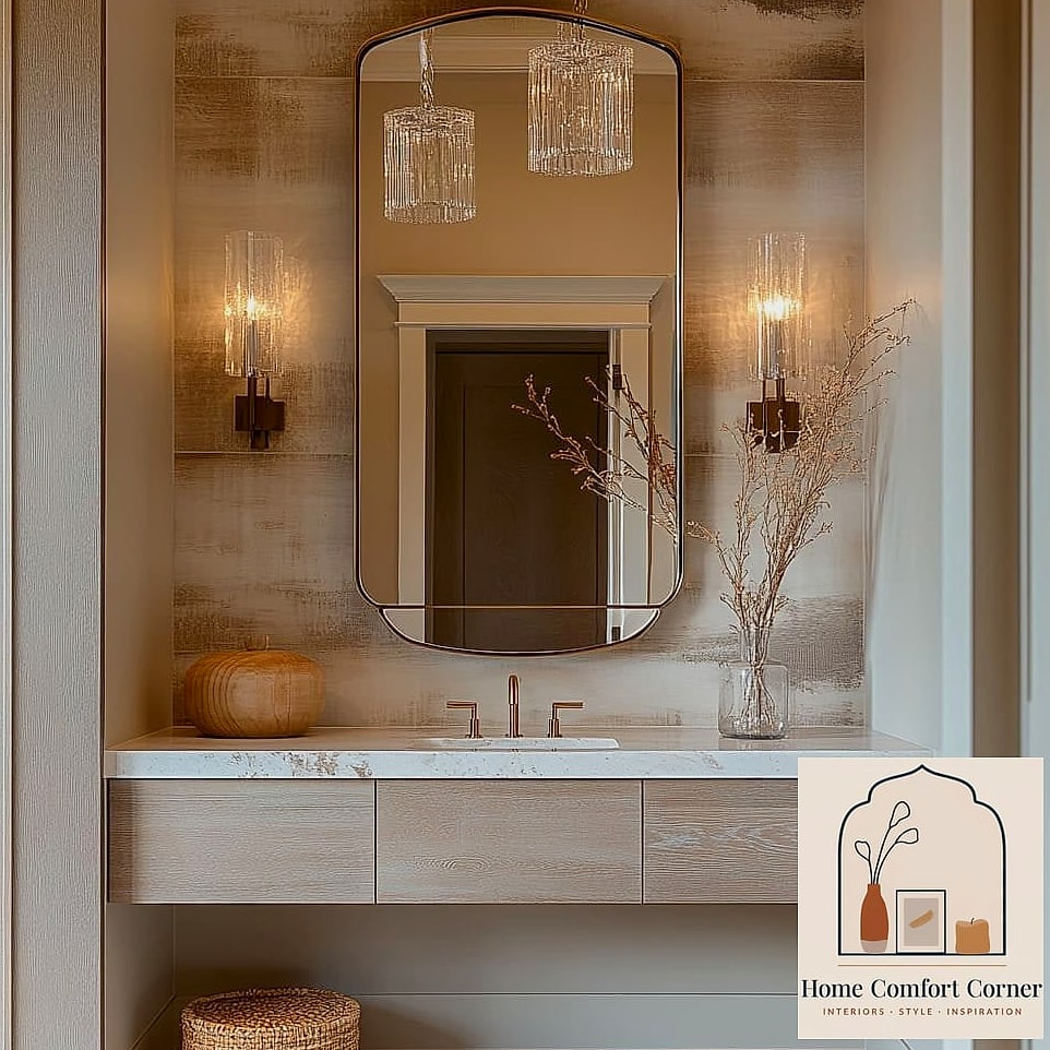 Floating Vanity with Open Shelving