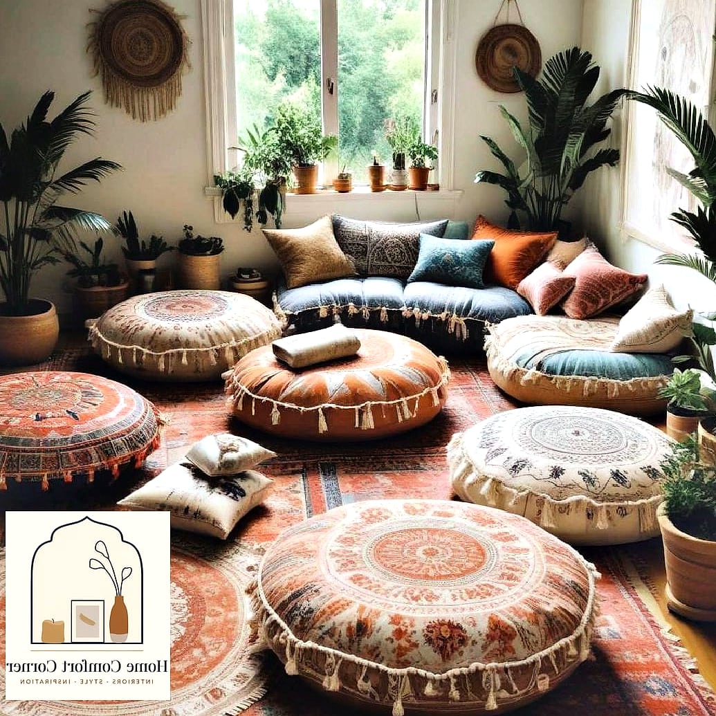 9 Boho Home Decor Concepts That Are Actually Achievable on a Budget 6 Floor Cushions and Low Seating