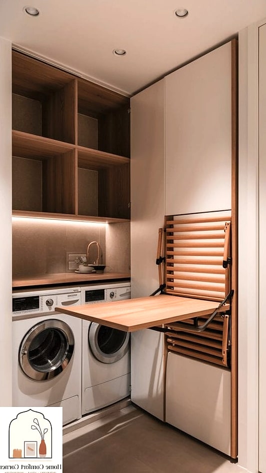 A Fold-Down Ironing Board Built Into the Wall