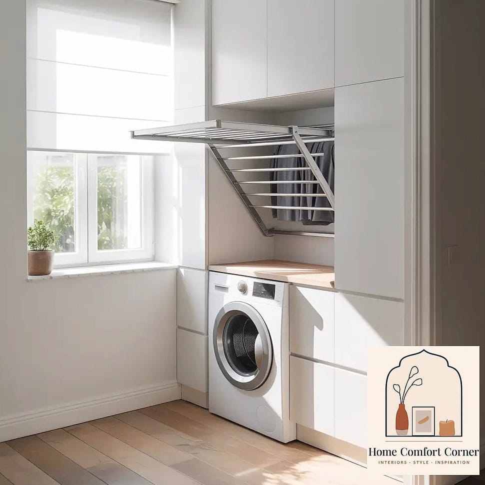 20 Laundry Room Ideas Top Loader Layout Designs That Maximize Style and Function 15 Fold-Down Counter on Adjacent Wall