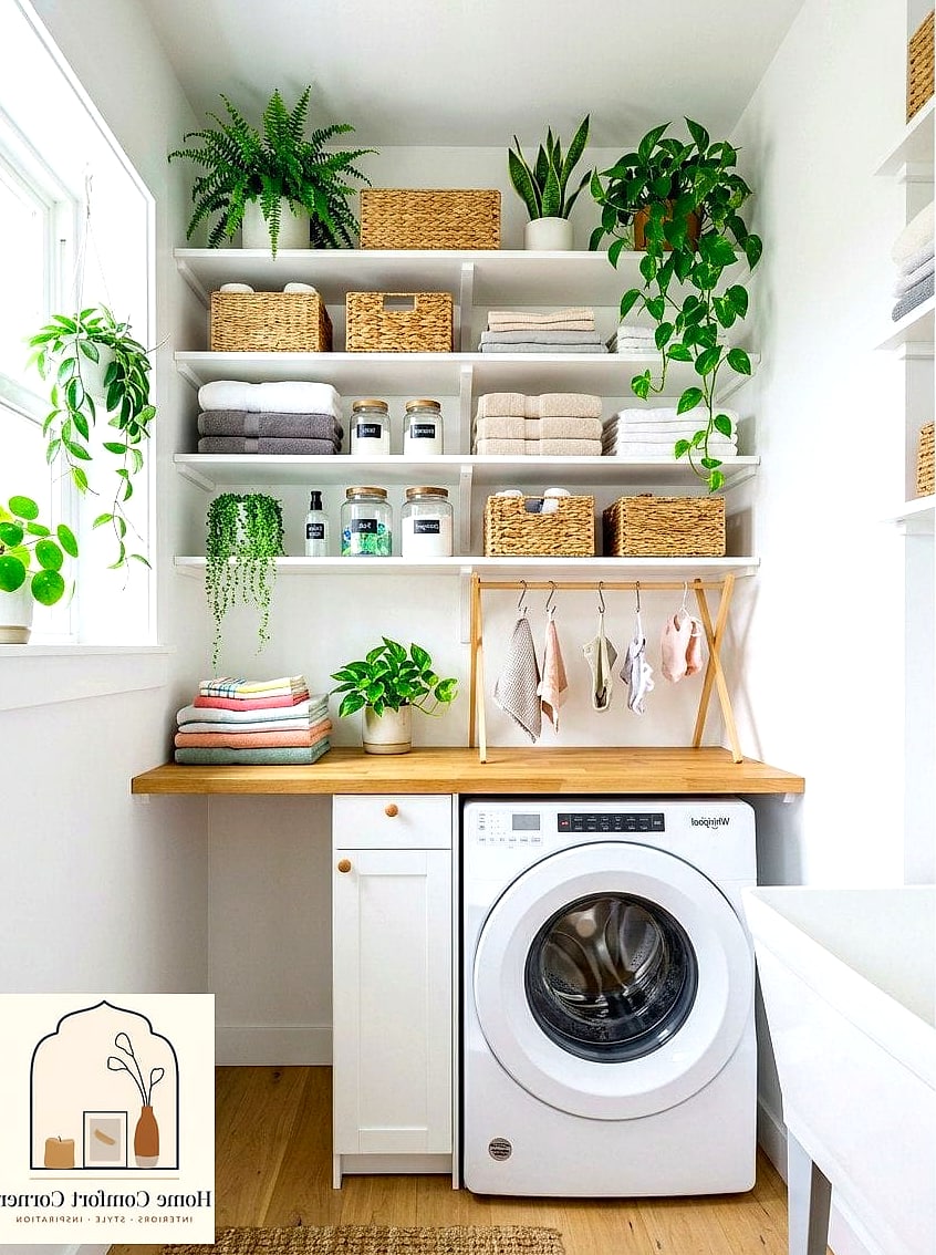 A Folding Station With Butcher Block Counters