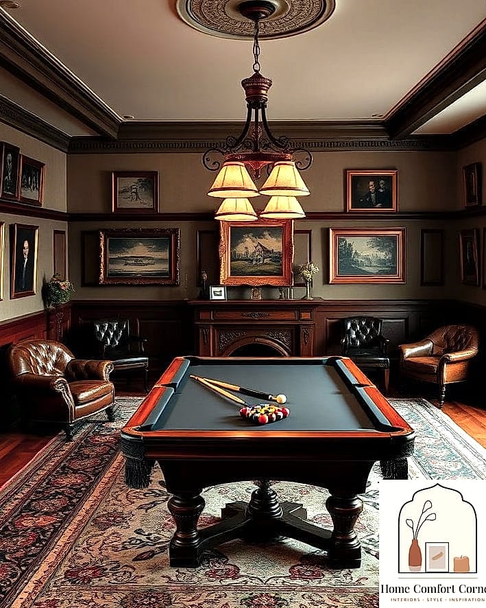 20 Billiards Room Decor Ideas From Homes We Absolutely Love 9 Framed Vintage Game Room Art