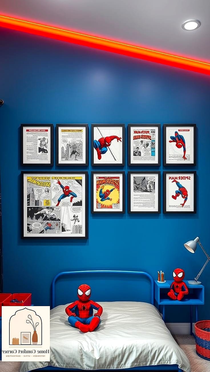 Framed Vintage-Style Spiderman Poster Art