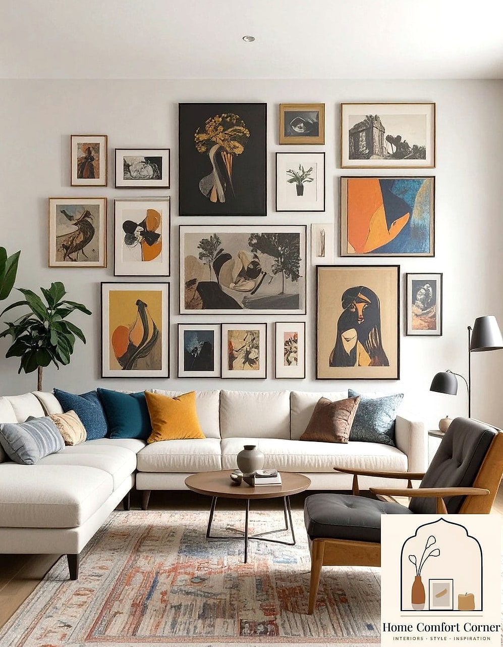 Gallery Wall with Mixed Frame Styles