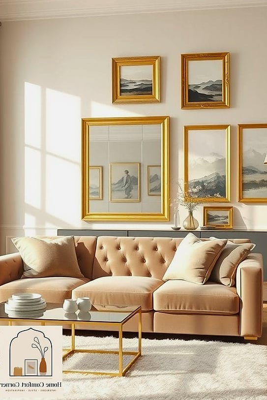 Gold Frames in a Gallery Wall