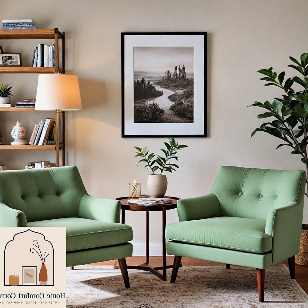 25 Green Room Decor Looks We're Obsessed With This Year 19 Green Accent Chair in a Neutral Bedroom
