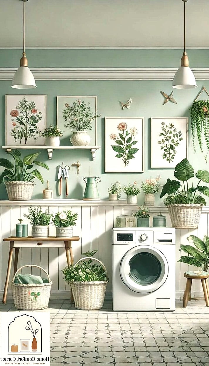 12 Laundry Room Decor Photos That Will Inspire Your Next Project 12 Greenery and Natural Textures