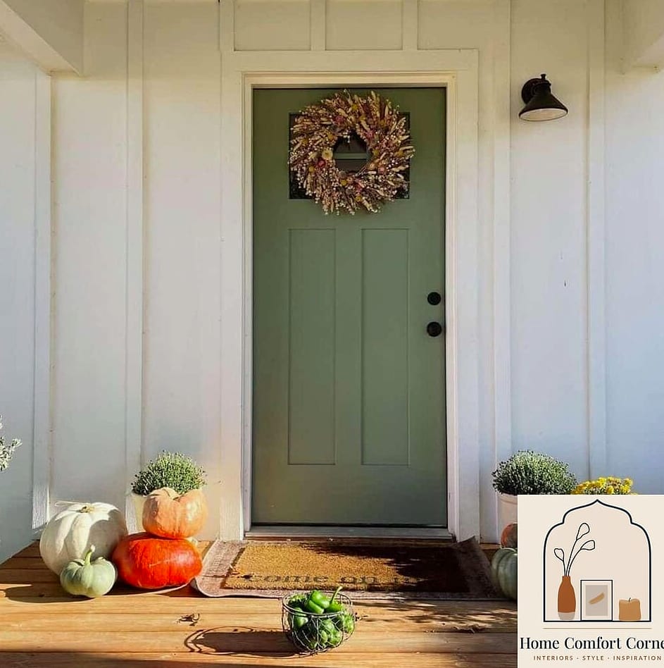 25 Green Room Decor Looks We're Obsessed With This Year 16 Green Front Door with Neutral Exterior