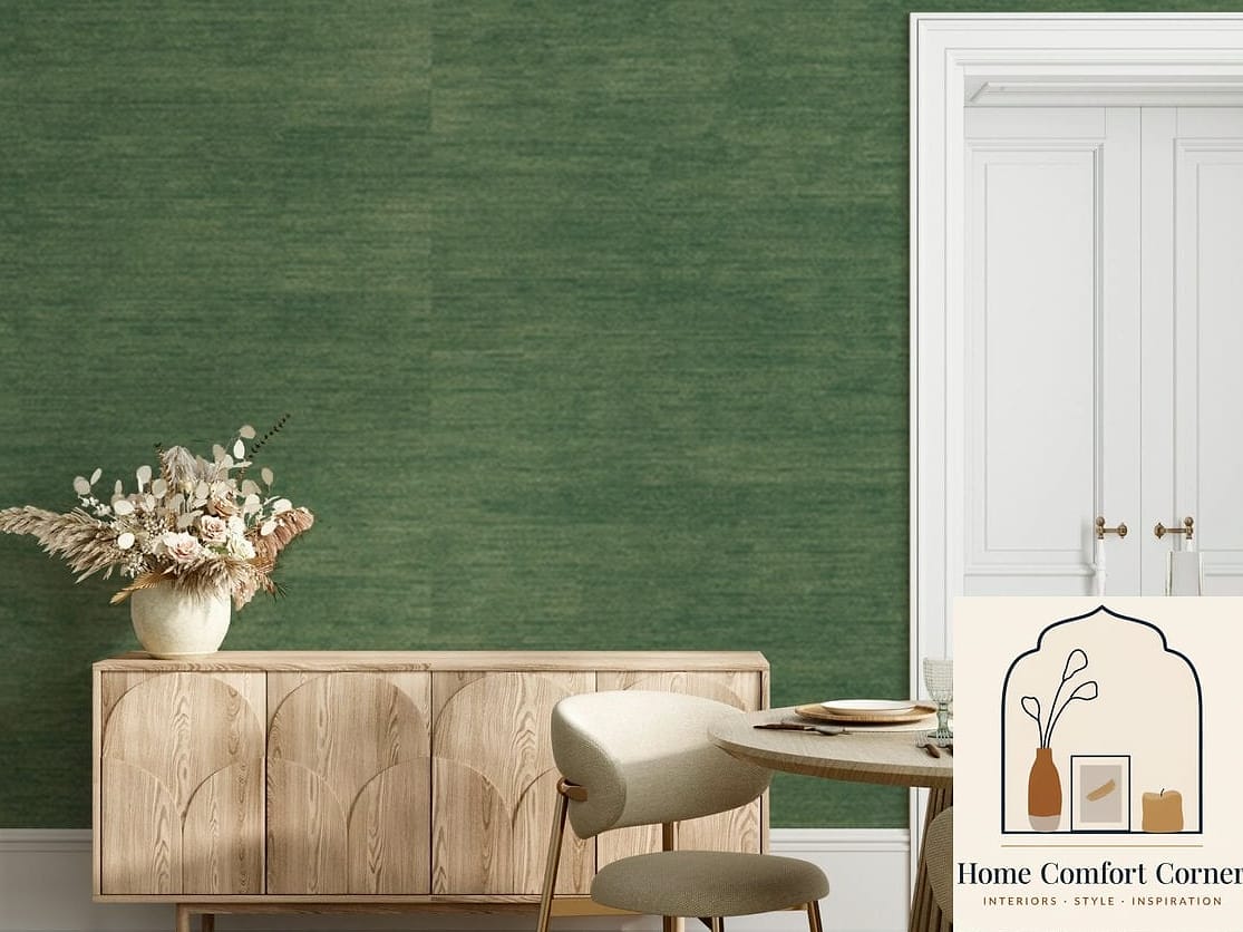 Green Grasscloth Wall Treatment