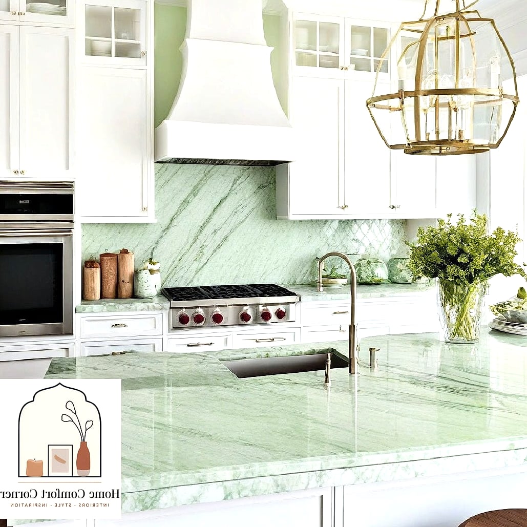 25 Green Room Decor Looks We're Obsessed With This Year 13 Green Marble Countertops