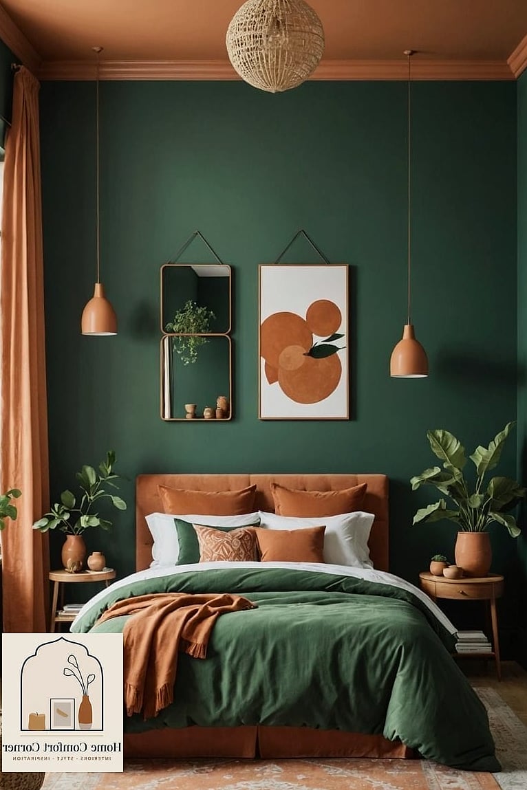25 Green Room Decor Looks We're Obsessed With This Year 21 Green and Terracotta Color Pairing
